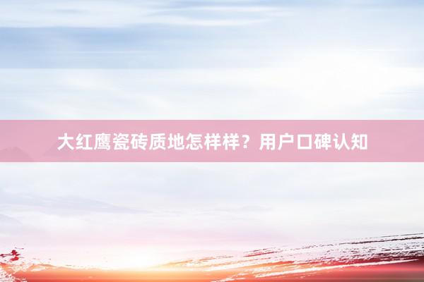 大红鹰瓷砖质地怎样样？用户口碑认知